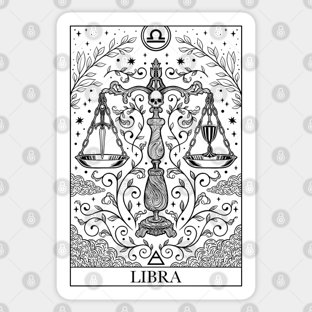 Zodiac sign tarot card Libra Libra Zodiac Sign Sticker TeePublic